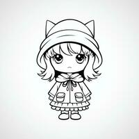 Vector cute little girl illustration