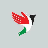 internacional día de solidaridad con el palestino personas con bandera y pájaro vector ilustración