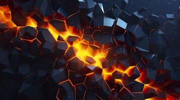 Abstract geometric background. Explosion power design with the crushing surface. 3d illustration. AI Generative photo