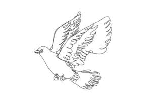 flying bird line drawing, Continuous line art, vector illustration