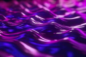 3D renders technological waves with purple, and vibrant colors. AI Generative photo