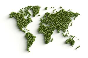 mundo mapa verde césped superficie aislado en un blanco antecedentes. generativo ai foto