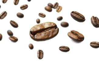 Coffee Bean flying on white background, 3d illustration. Generative AI photo