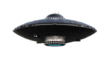 Unidentified flying object on the transparent background, 3d render png