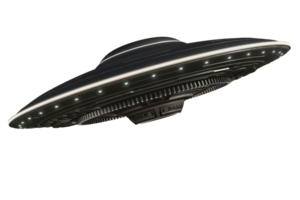 Unidentified flying object on the transparent background, 3d render png