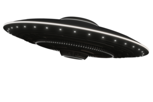 Unidentified flying object on the transparent background, 3d render png