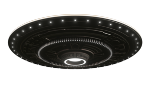 Unidentified flying object on the transparent background, 3d render png