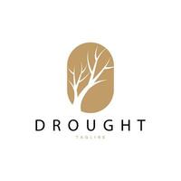 Drought Logo, Dry Tree Logo Design with Simple, Minimalist and Modern Vector Line Style