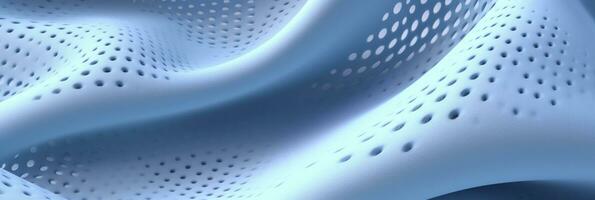 Breathable fabric dry light blue soft mesh holes floating light blue background. Generative AI photo