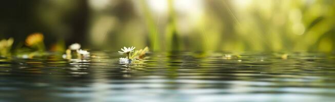 borroso imagen de natural antecedentes desde agua y plantas. generativo ai foto