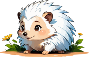 Cute Hedgehog Cartoon Illustration AI Generative png