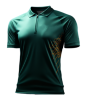 green sport polo t-shirt with front view, isolated on transparent background, generative ai png