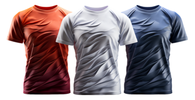 Deportes camiseta con resumen modelo frente vista, aislado en transparente fondo, generativo ai png