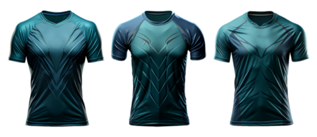 set of green sports jersey with front view, isolated on transparent background, generative ai png