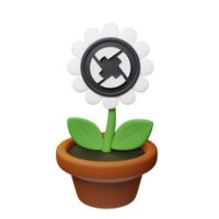 0x ,zrx crypto blomma 3d återges blomma pott png