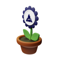 Alchemy Pay ,AHC Crypto Bloom 3D Rendered Flower Pot png