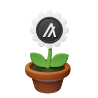 Algorand ,ALGO Crypto Bloom 3D Rendered Flower Pot png