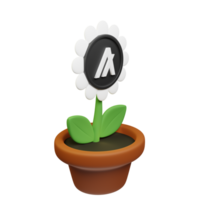 Algorand ,ALGO Crypto Bloom 3D Rendered Flower Pot png