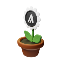 Algorand ,ALGO Crypto Bloom 3D Rendered Flower Pot png