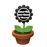 Aptos ,APT Crypto Bloom 3D Rendered Flower Pot png