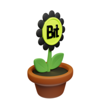 BitDAO ,BIT Crypto Bloom 3D Rendered Flower Pot png