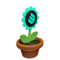 composé ,comp crypto Floraison 3d rendu fleur pot png