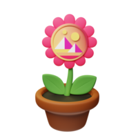 Decentraland ,MANA Crypto Bloom 3D Rendered Flower Pot png