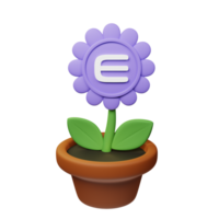 Enjin Coin ,ENJ Crypto Bloom 3D Rendered Flower Pot png
