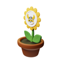 FLOKI Crypto Bloom 3D Rendered Flower Pot png