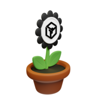 Gala Crypto Bloom 3D Rendered Flower Pot png