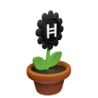 Hedera ,hbar cripto floración 3d prestados flor maceta png