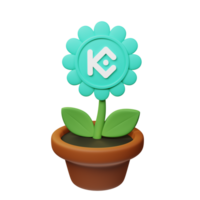 kucoin jeton ,kcs crypto Floraison 3d rendu fleur pot png