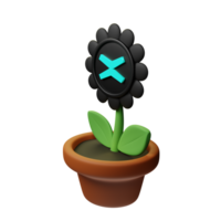 MultiversX ,EGLD Crypto Bloom 3D Rendered Flower Pot png