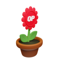 optimism ,op crypto blomma 3d återges blomma pott png