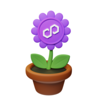 veelhoek , matic crypto bloeien 3d weergegeven bloem pot png
