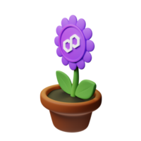 Polygon ,MATIC Crypto Bloom 3D Rendered Flower Pot png