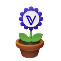 vechain ,vétérinaire crypto Floraison 3d rendu fleur pot png