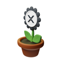 XRP Crypto Bloom 3D Rendered Flower Pot png