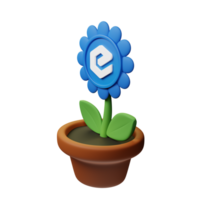 eCash ,XEC Crypto Bloom 3D Rendered Flower Pot png