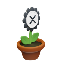 XRP Crypto Bloom 3D Rendered Flower Pot png