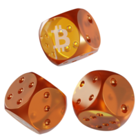 Dice Bitcoin ,BTC Glass Dice Crypto 3D Icon png