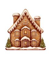 gingerbread house shaped with pine tree ai generative png