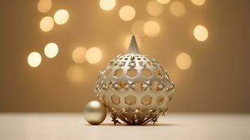 pelota decoración para Navidad o nuevo año, bokeh antecedentes ai generado. foto