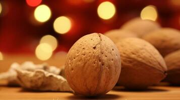 Nutmeg, cinnamon, and other holiday spices for baking, Christmas. Ai Generated. photo