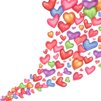 vattenfärg rosa, lila, blå, grön, orange, lila hjärtan. söt illustration isolerat på vit. för spara de datum, valentines dag, födelsedag och mödrar dag kort, bröllop inbjudan png