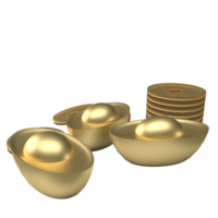 The gold Chinese money png image 3d rendering