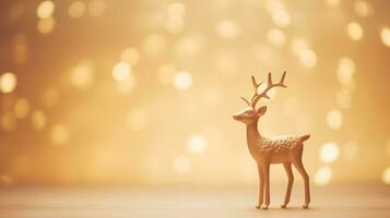 Cute deer on golden and bokeh background. Ai Generated. photo