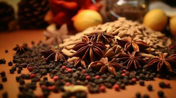 A holiday spices for baking, Christmas. Ai Generated. photo