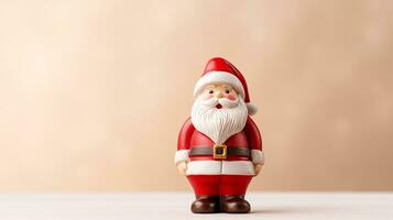 Santa Claus with Christmas gifts on blur background. Ai Generated. photo