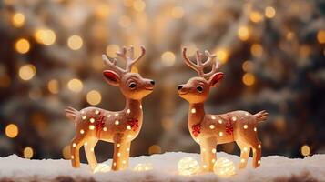 Christmas deer in the snow to celebrate Christmas holiday. Ai Generated. photo